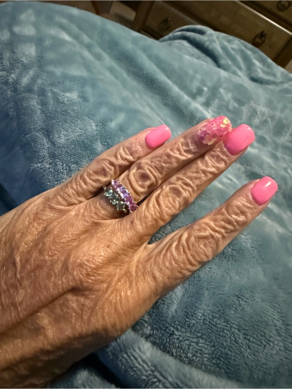 BP Stackable Pink and green Ring Set -“Graceful Details”